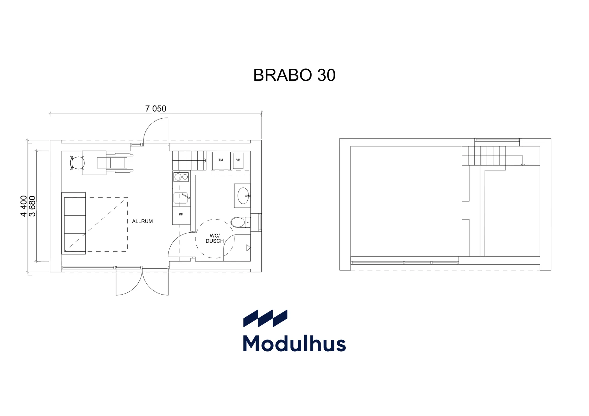 planlösning brabo 30 från Modulhus attefallshus 30 m²