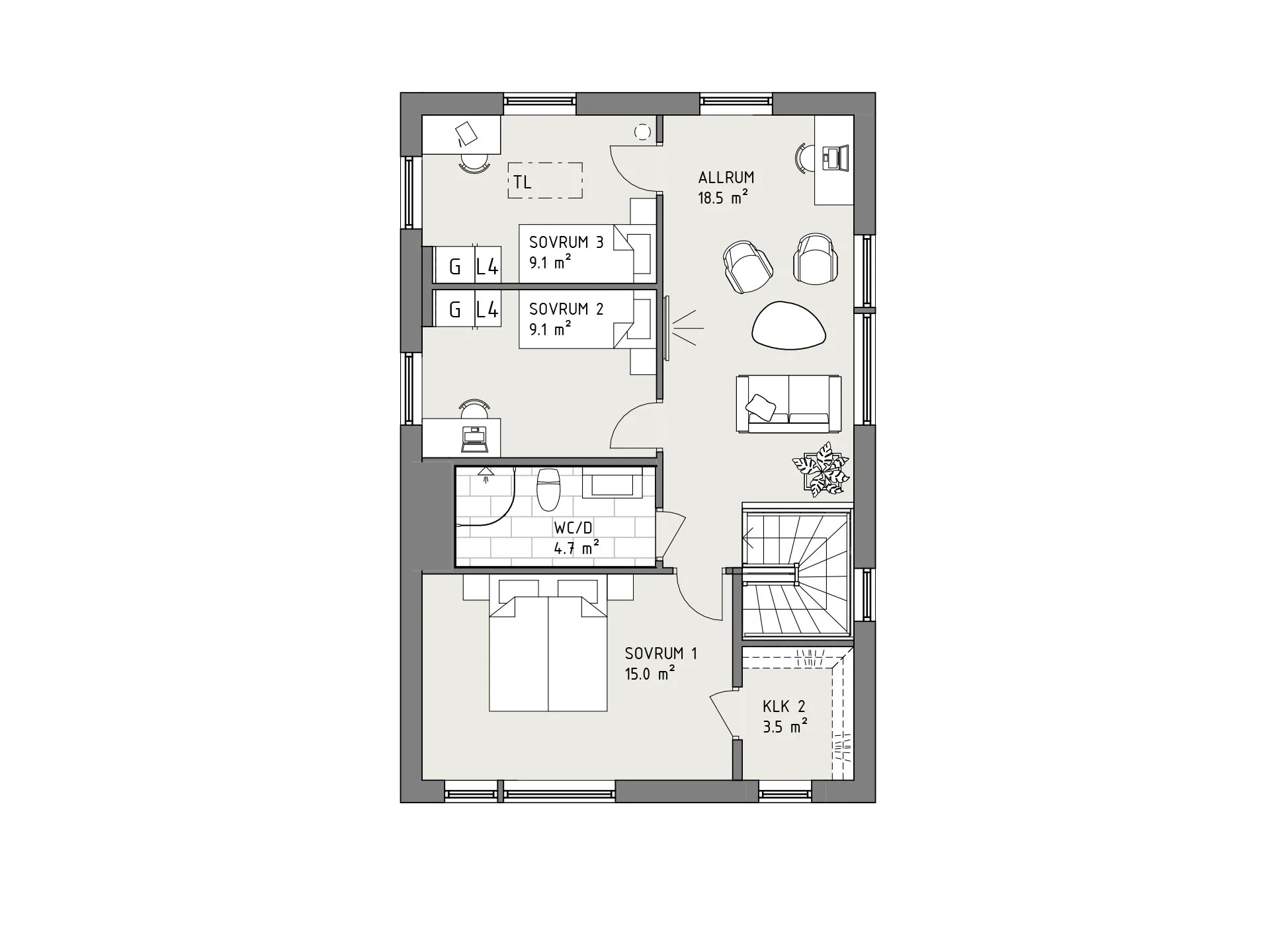 Smart 133 planritning - Modern