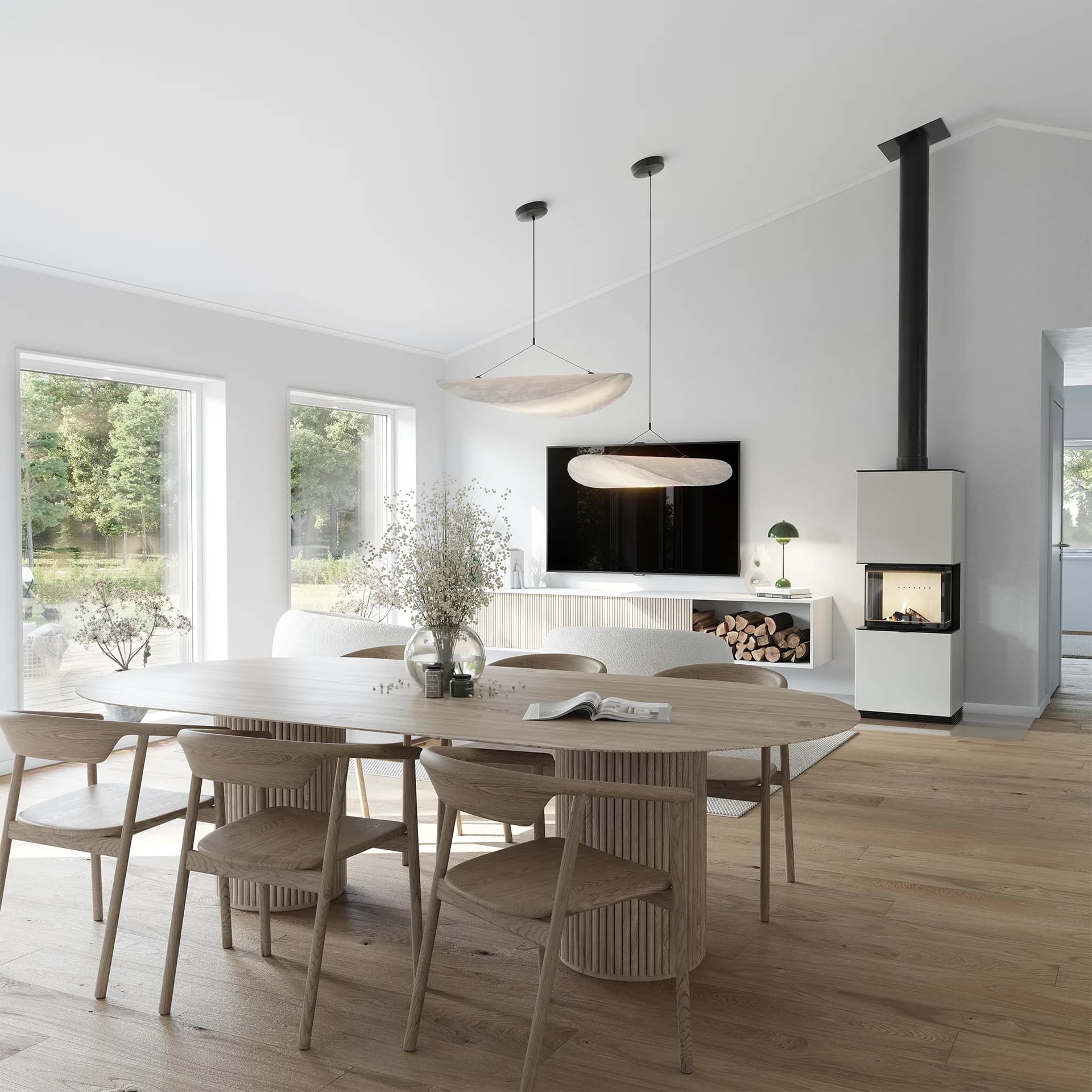 Lycke ryggåstak med Kährs cornwall contura kamin