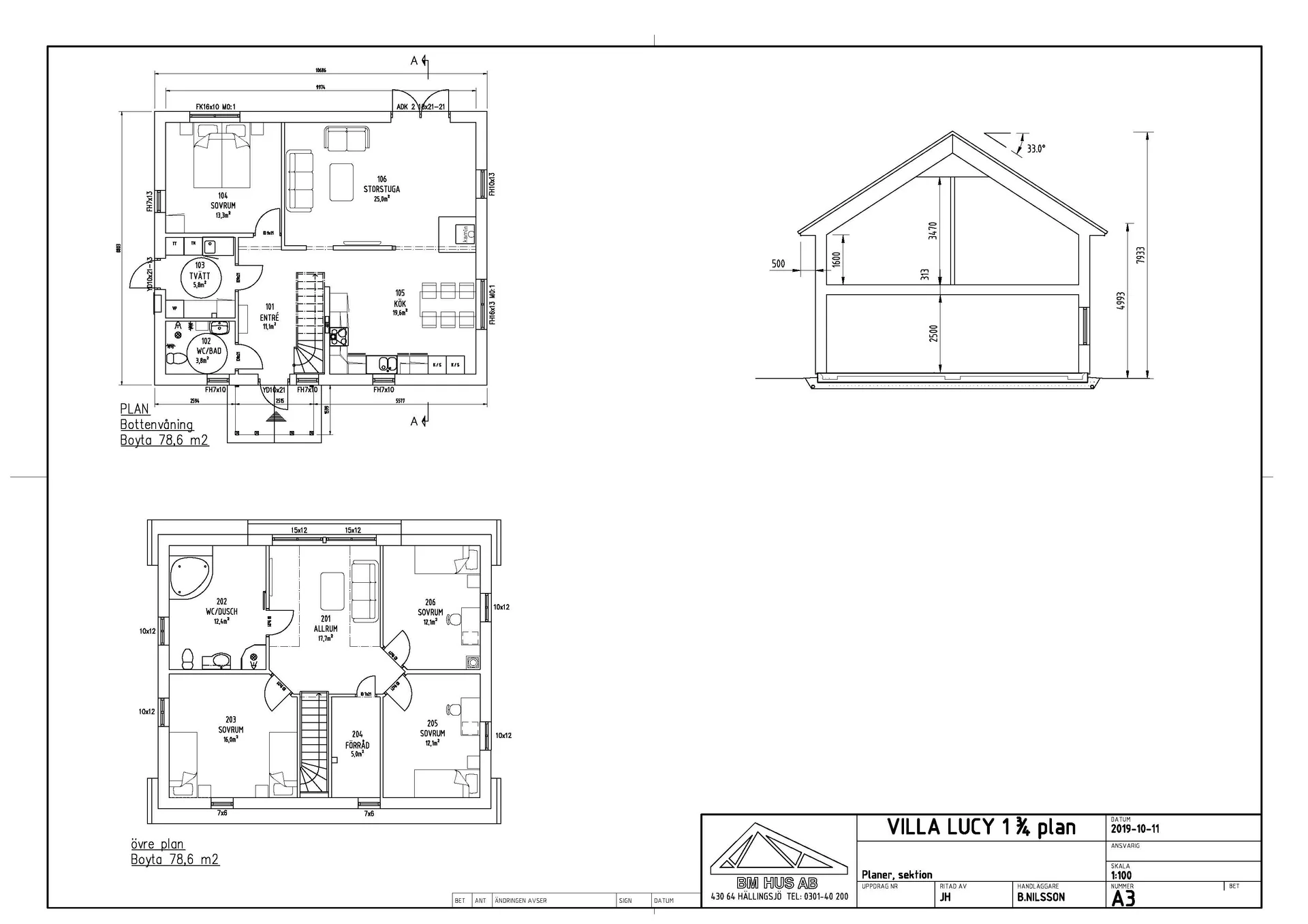 Lucy 1 3/4-plan ritning