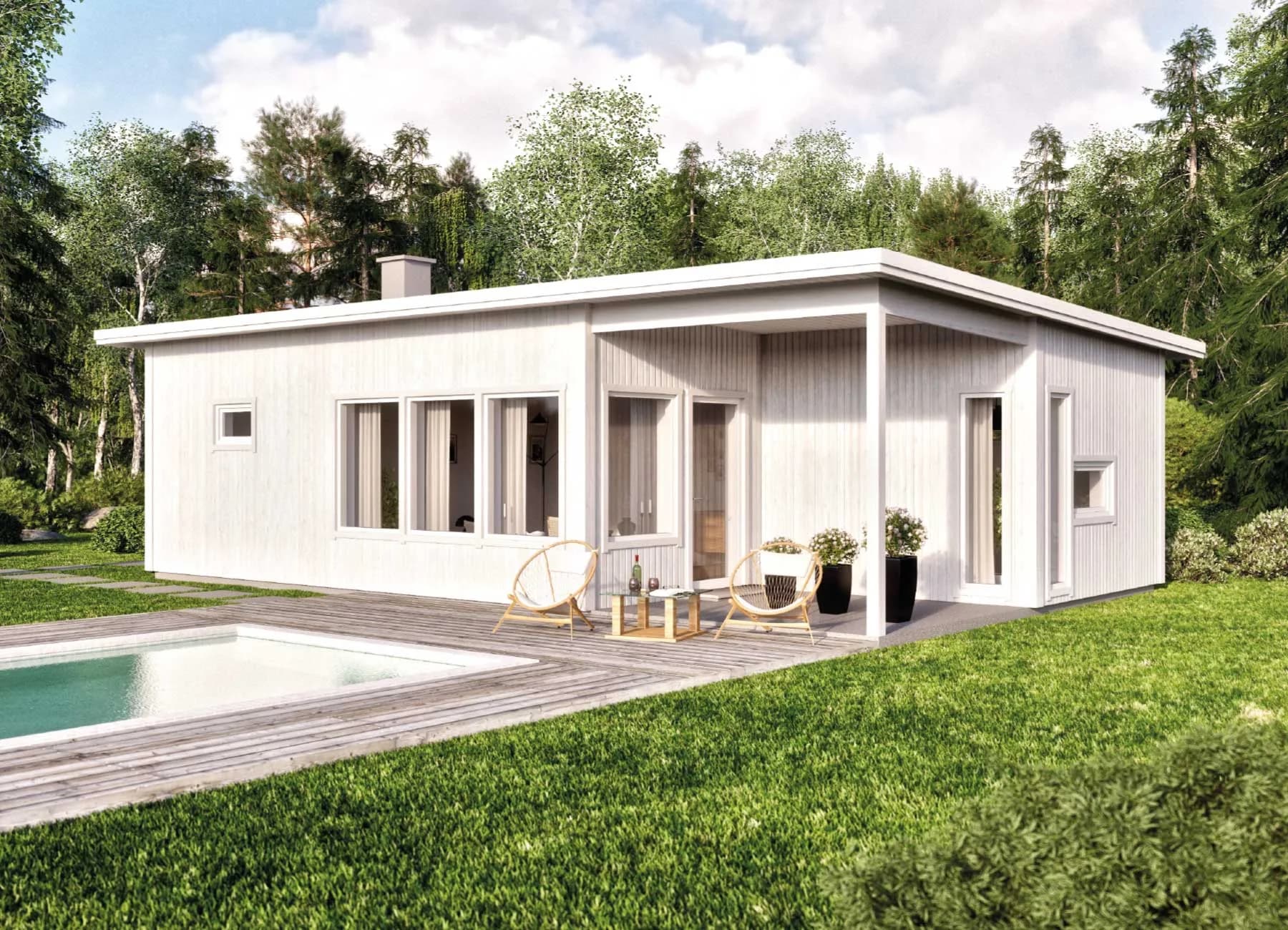 Bild på Borohus fritidshus med pulpettak andra Tunet