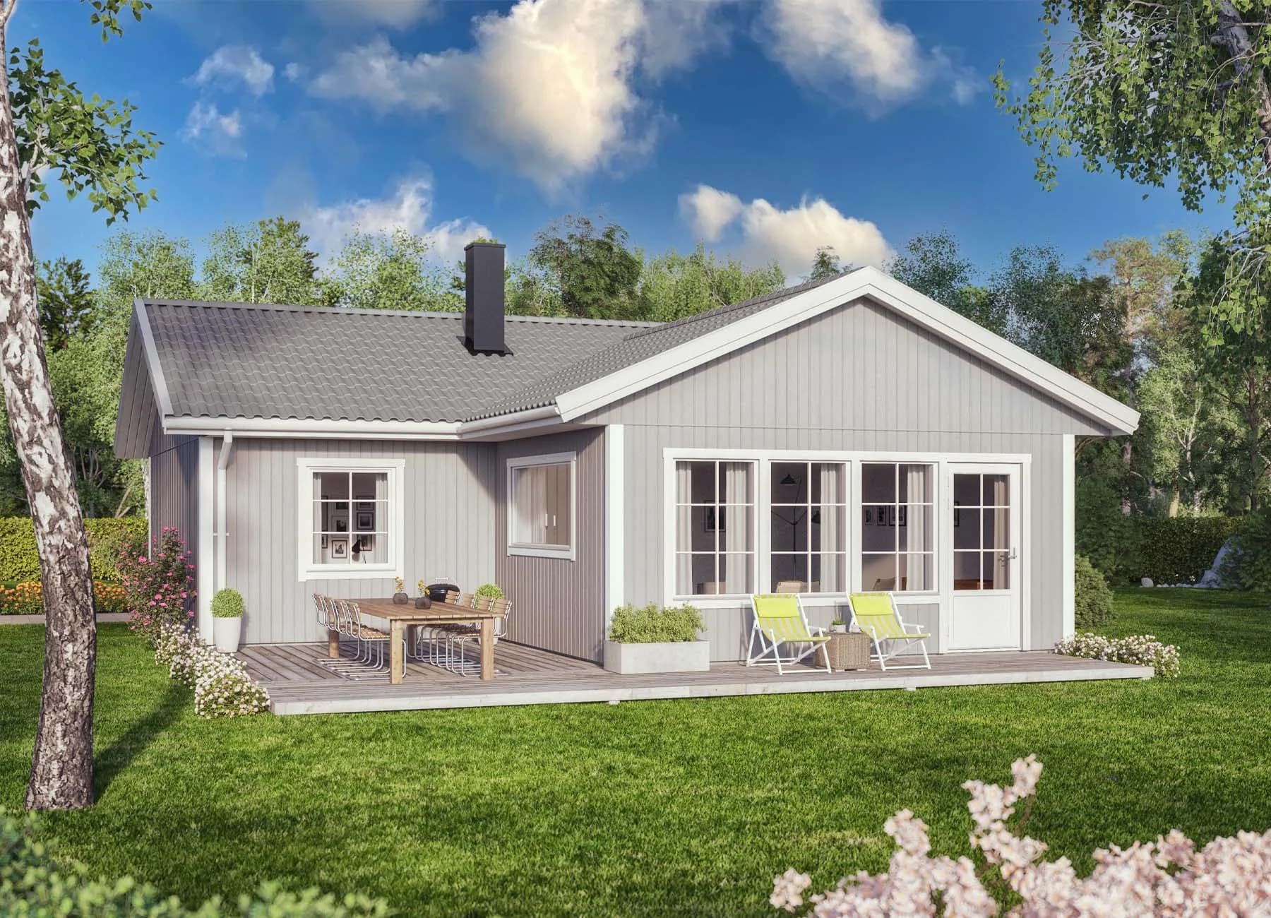 fritidshus grått med spröjs