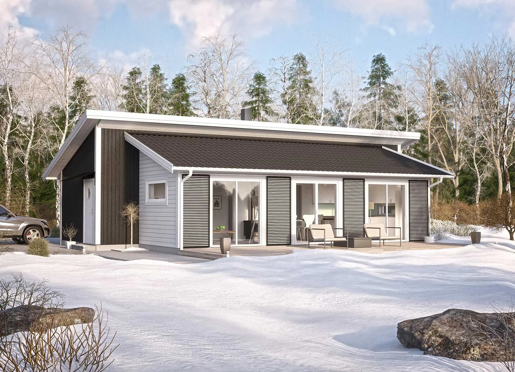 Bild på Borohus fritidshus första Lyckan (vinterbild)