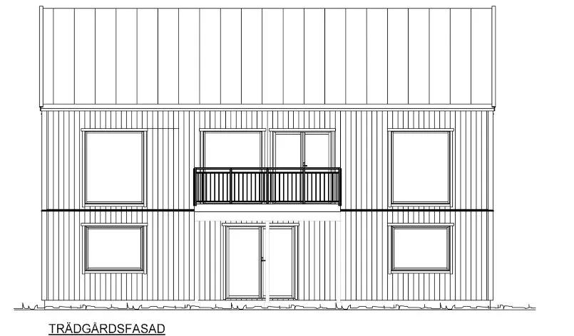 Trädgårdsfasad- alternativ takutformning (klicka för förstoring)