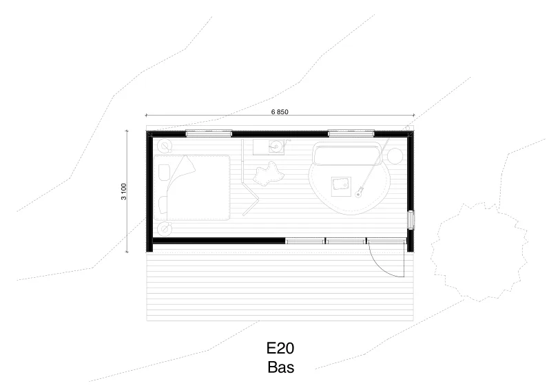 Attefallshus 20 kvm - E20 planritning 3