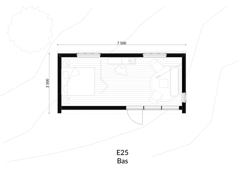Attefallshus 25 kvm - E25 planritning 3