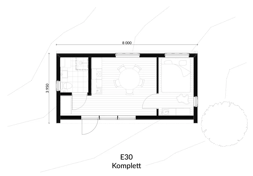 Attefallshus 30 kvm - E30 planritning 3
