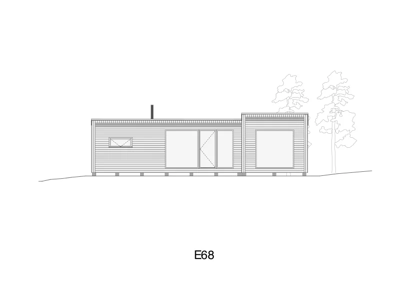 Modulhus E68 vinkel - 68 kvm planritning 1