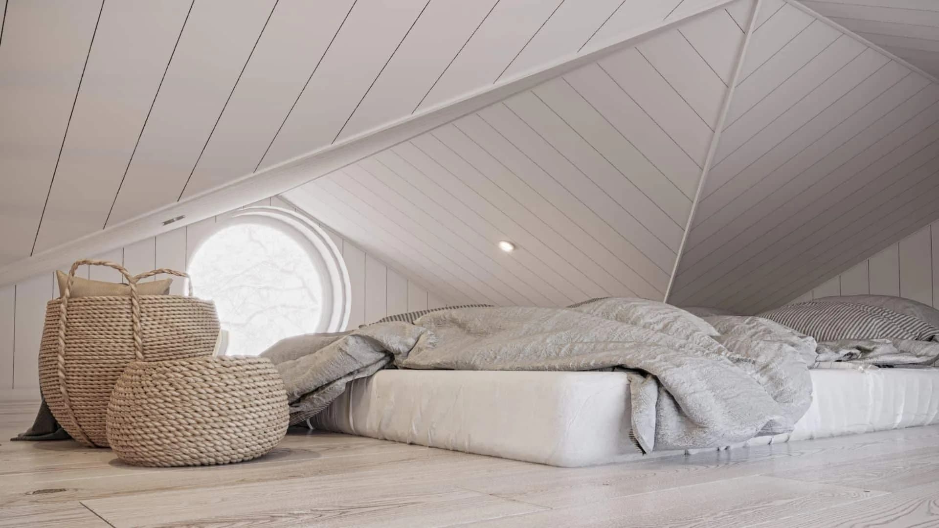 Fritidshus loft med säng