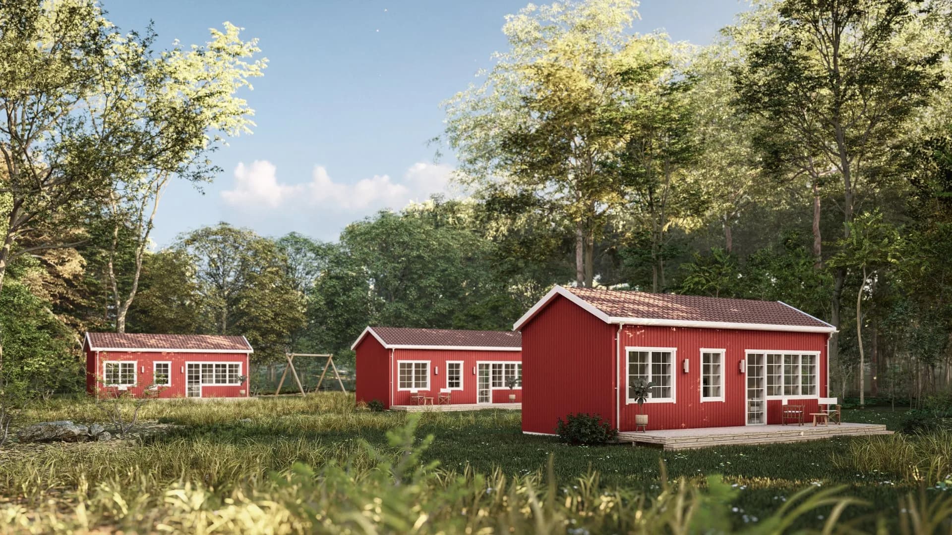 Röda campingstugor