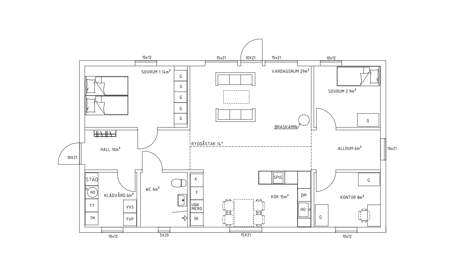 planritning felin hus 100m²