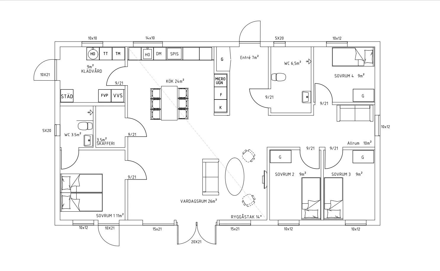 planritning felin hus 125m²