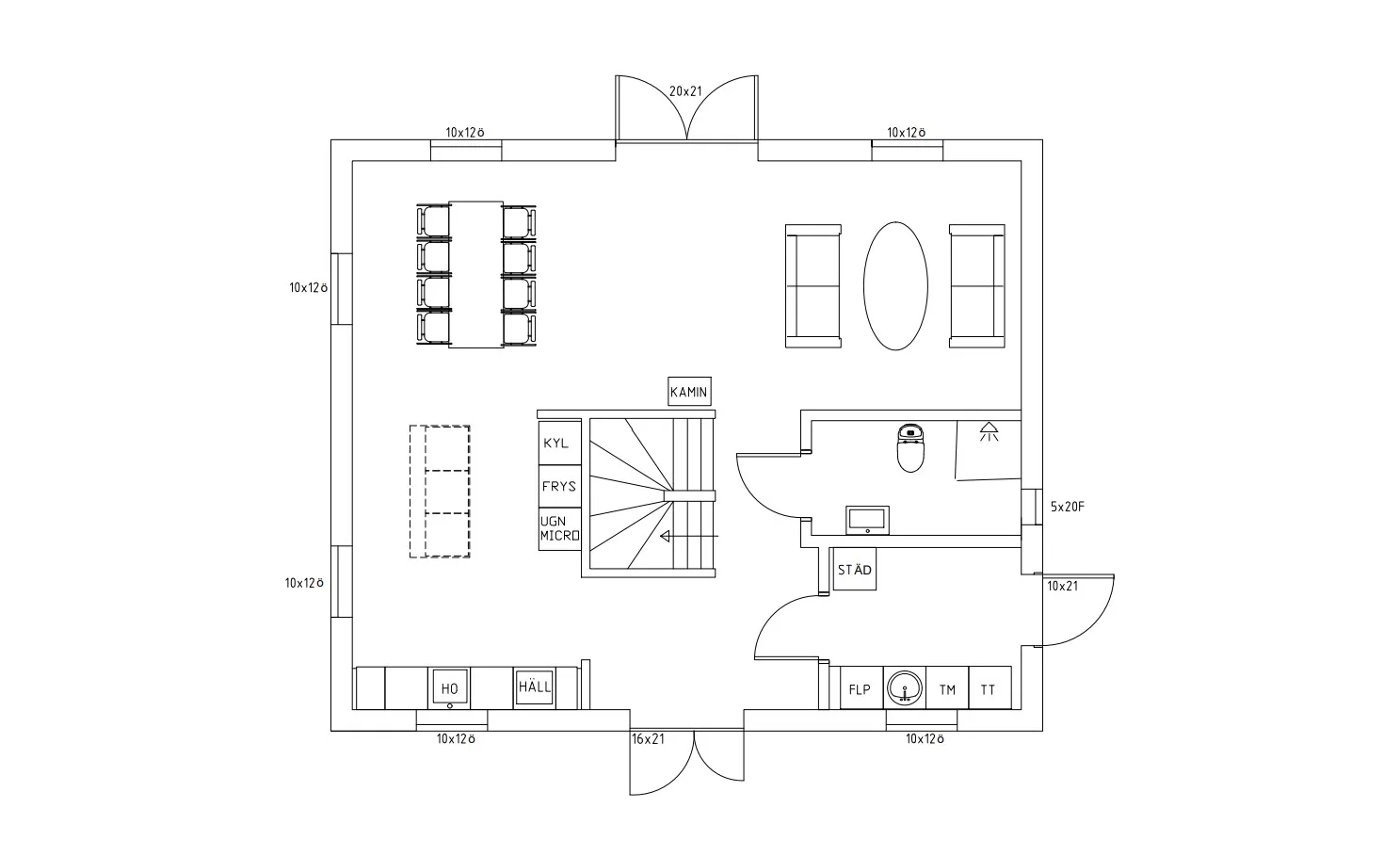 planritning felin hus 160m² plan 1