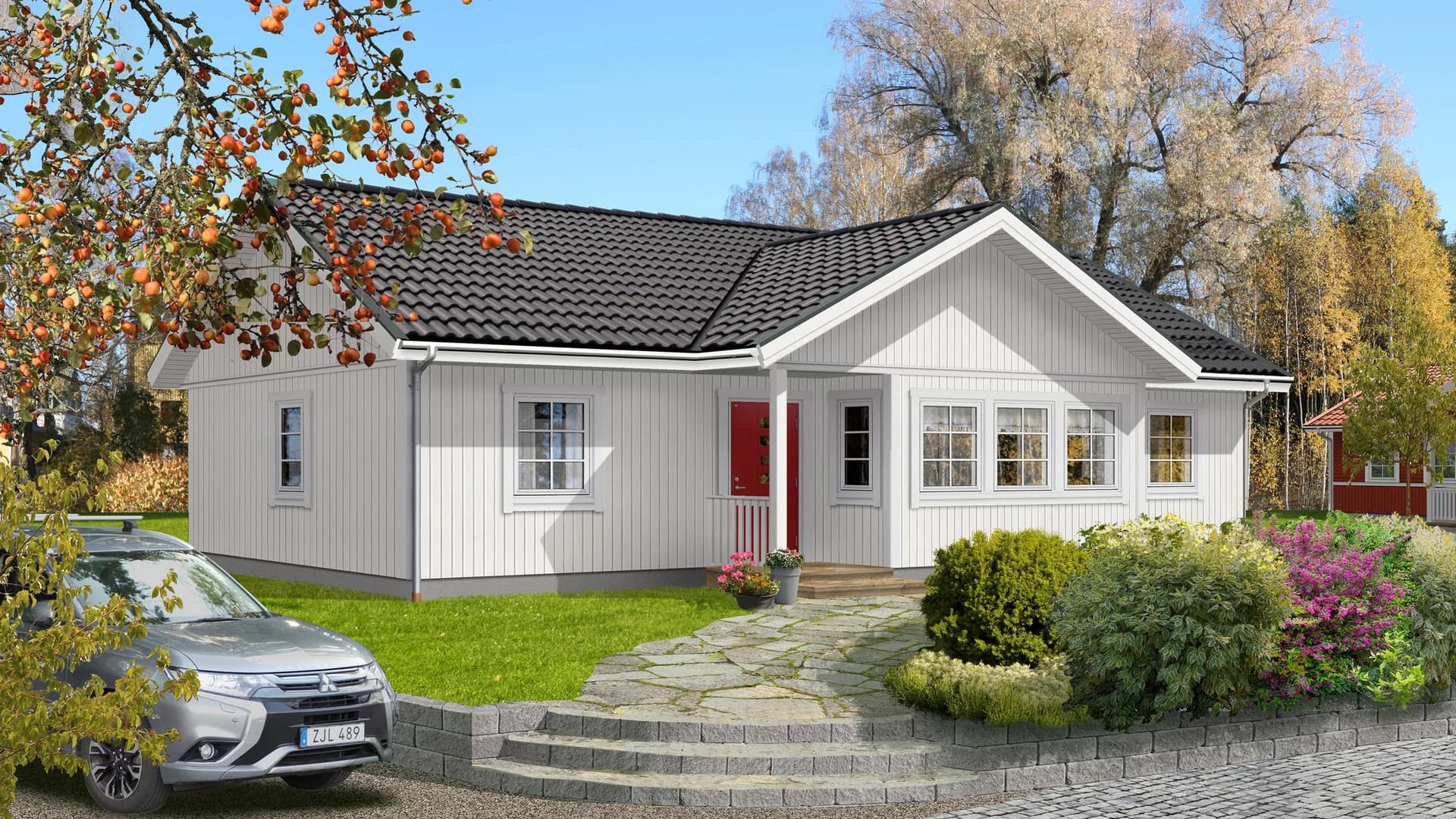 Enplanshus Blågården 110 m2, förskjuten entré