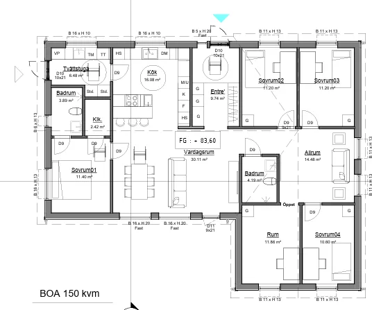 VILLA L planritning 1