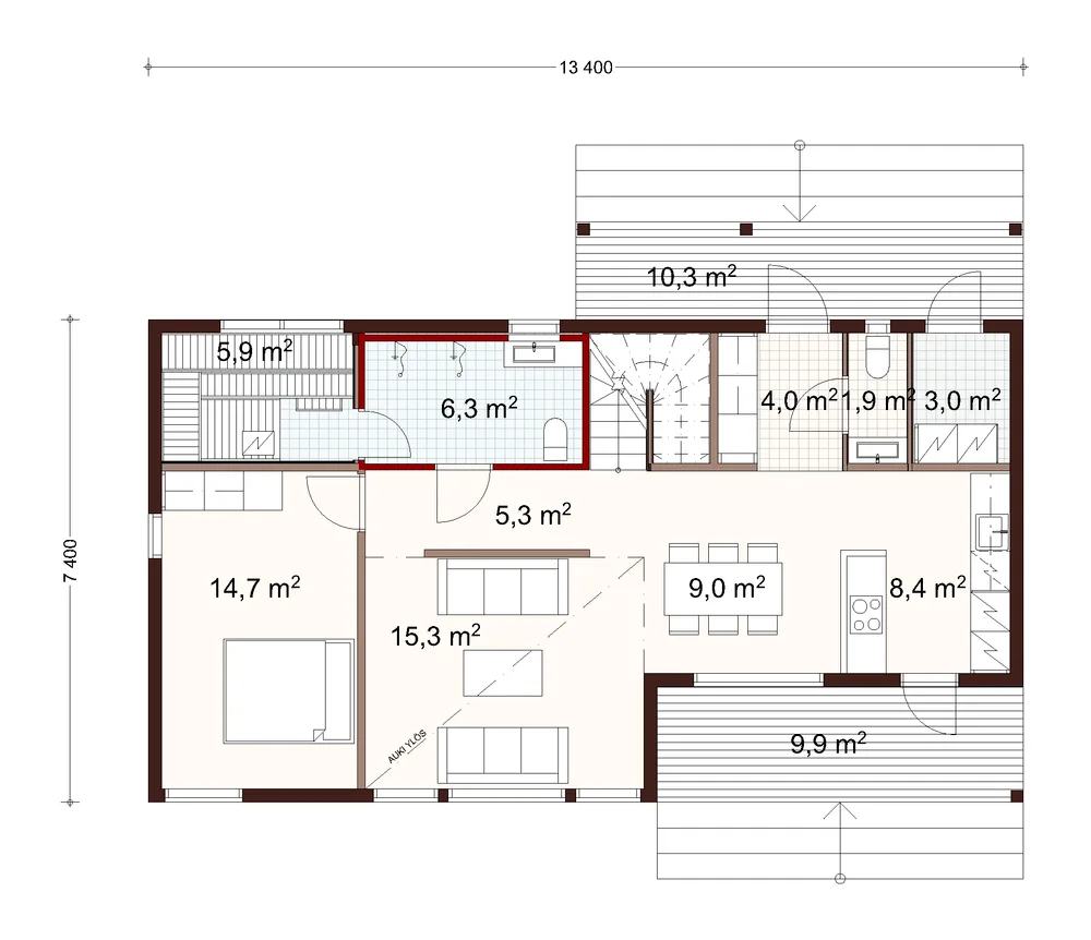 Neilikka 2-planhus planritning 2