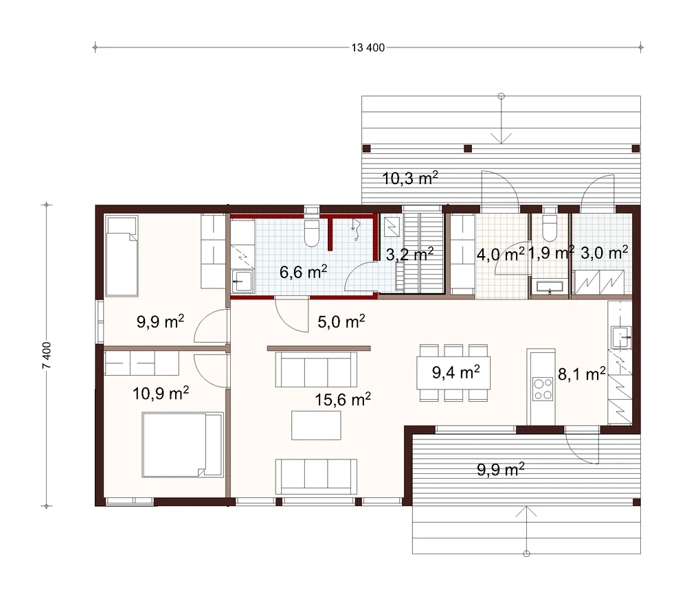 Neilikka 1-planhus planritning 1