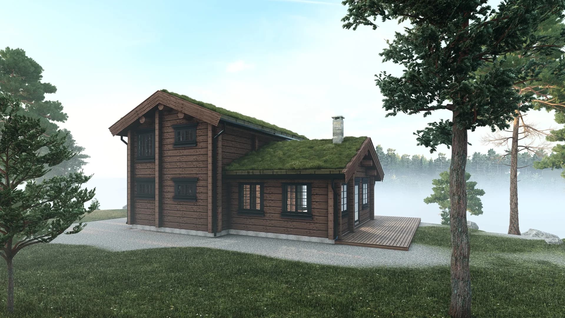 Vy från baksidan, husmodell Lofsdalen