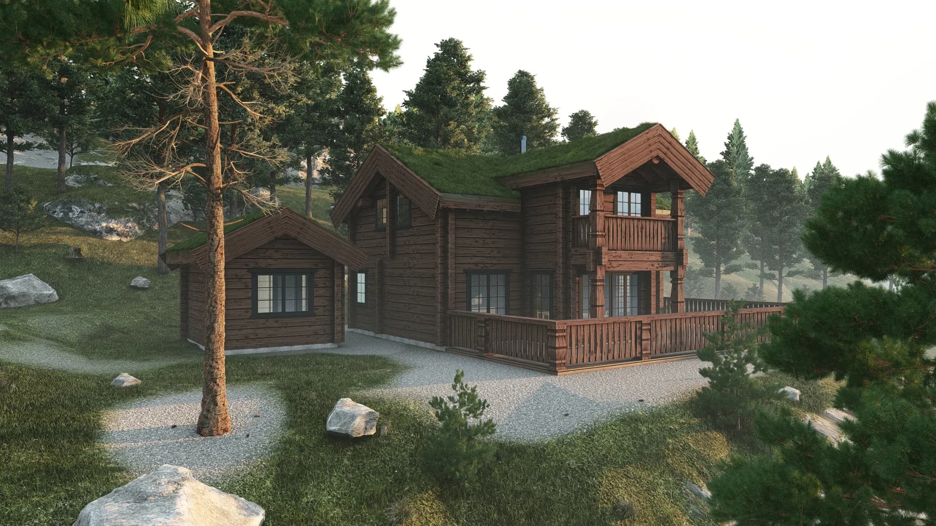 Vemdalen med extern bastu och förrådsbyggnad