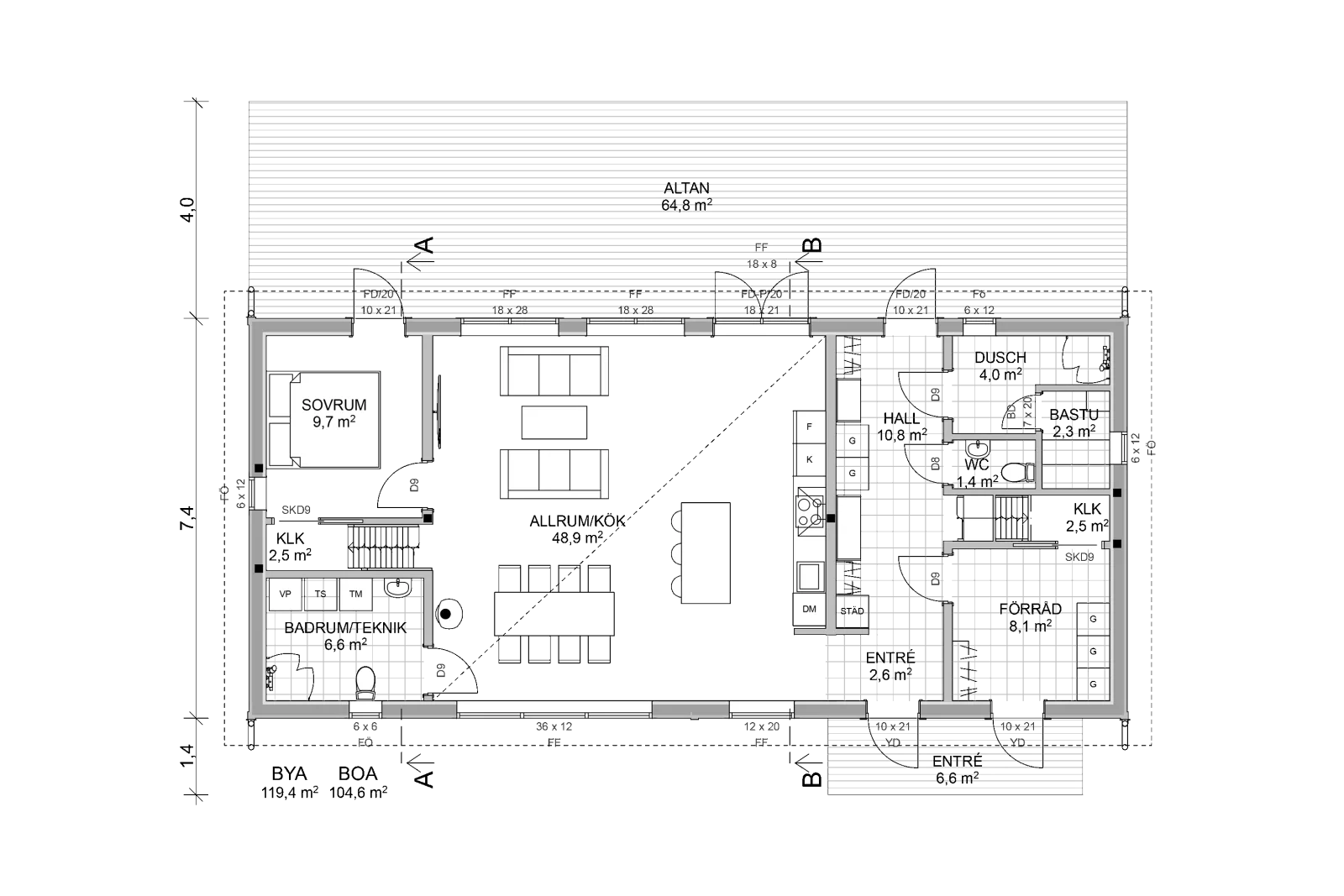 Burvik 120 dubbelloft planritning 1