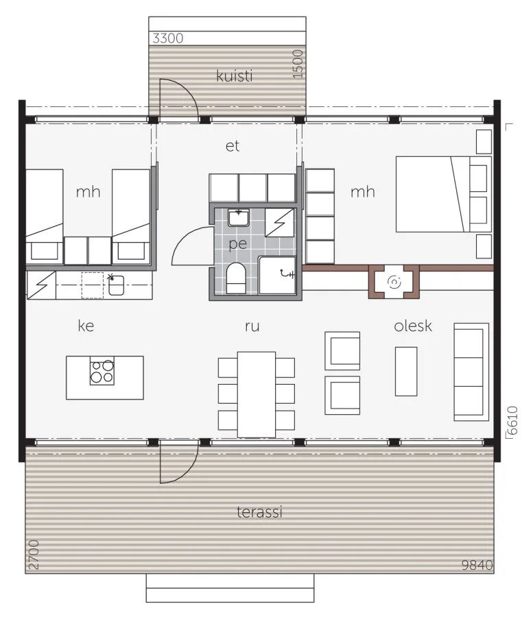 Glass House 70 (djup stomme) - Fritidshus planritning 1