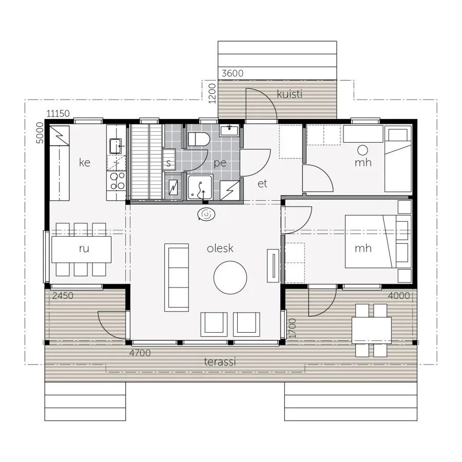 Sinitaivas 66 - Fritidshus planritning 1