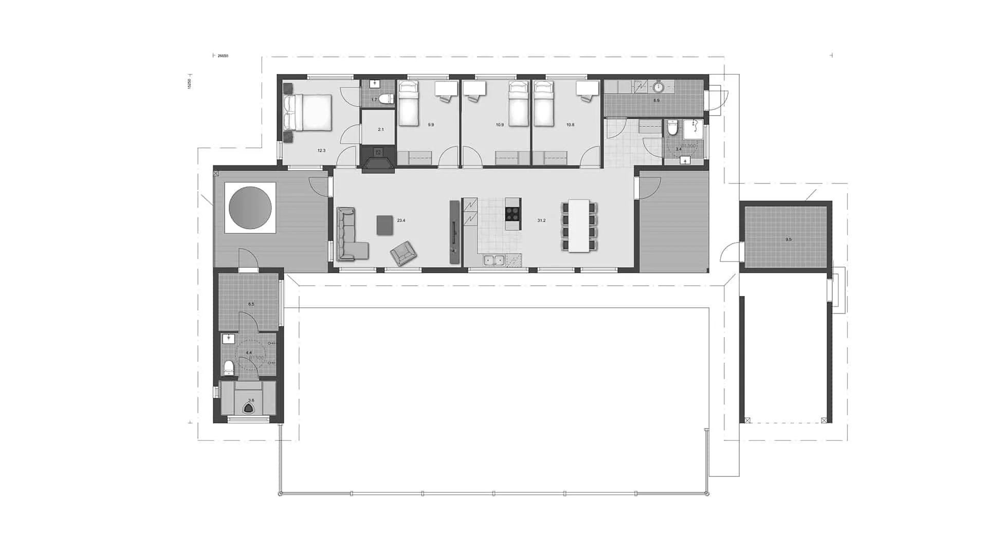 Timmerhus Atrium 168 planritning