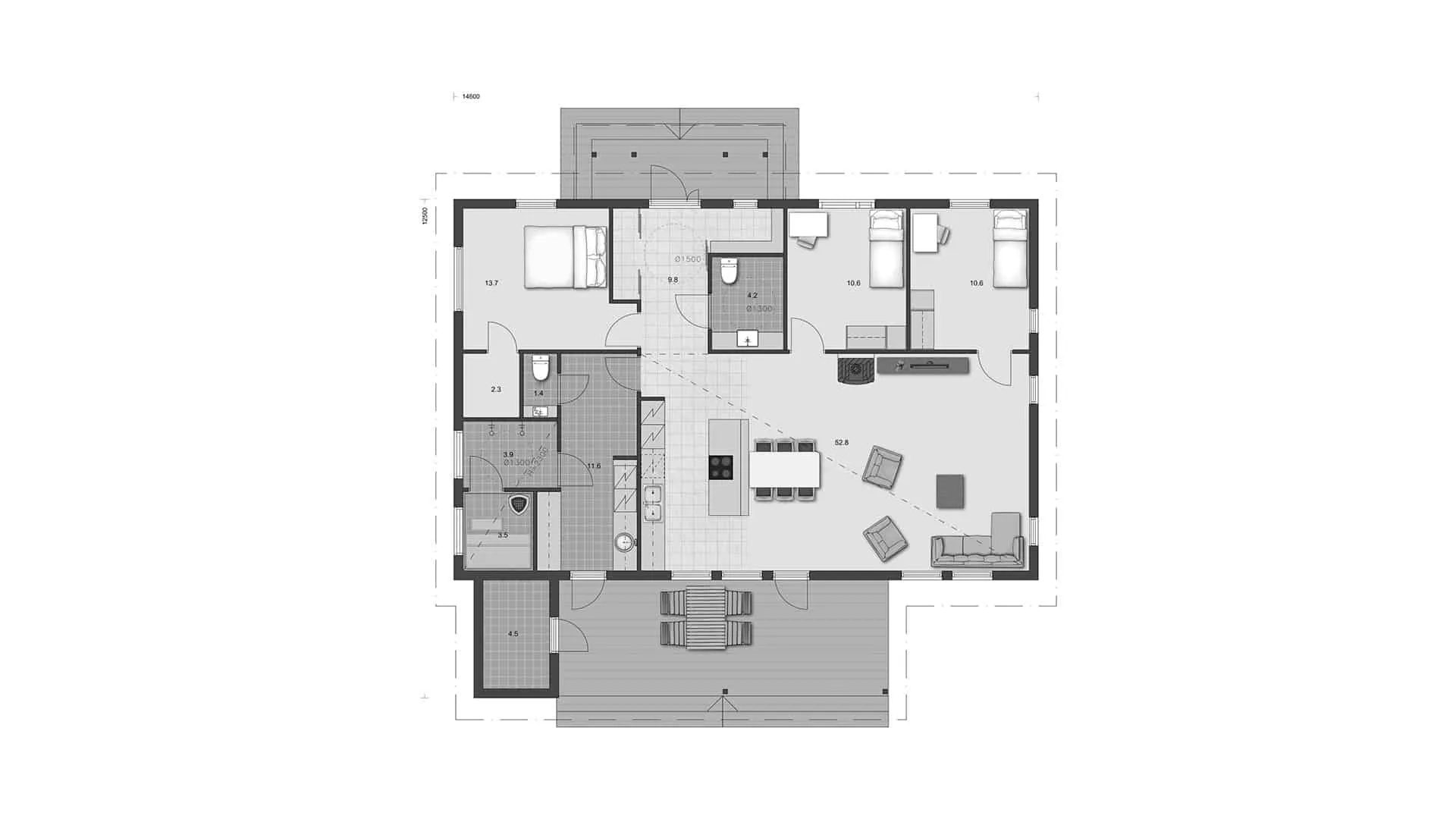Timmerhus Hallikka 146 planritning