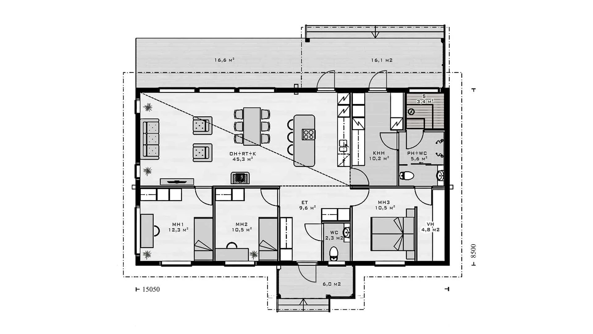 Timmerhus Harju 128 planritning