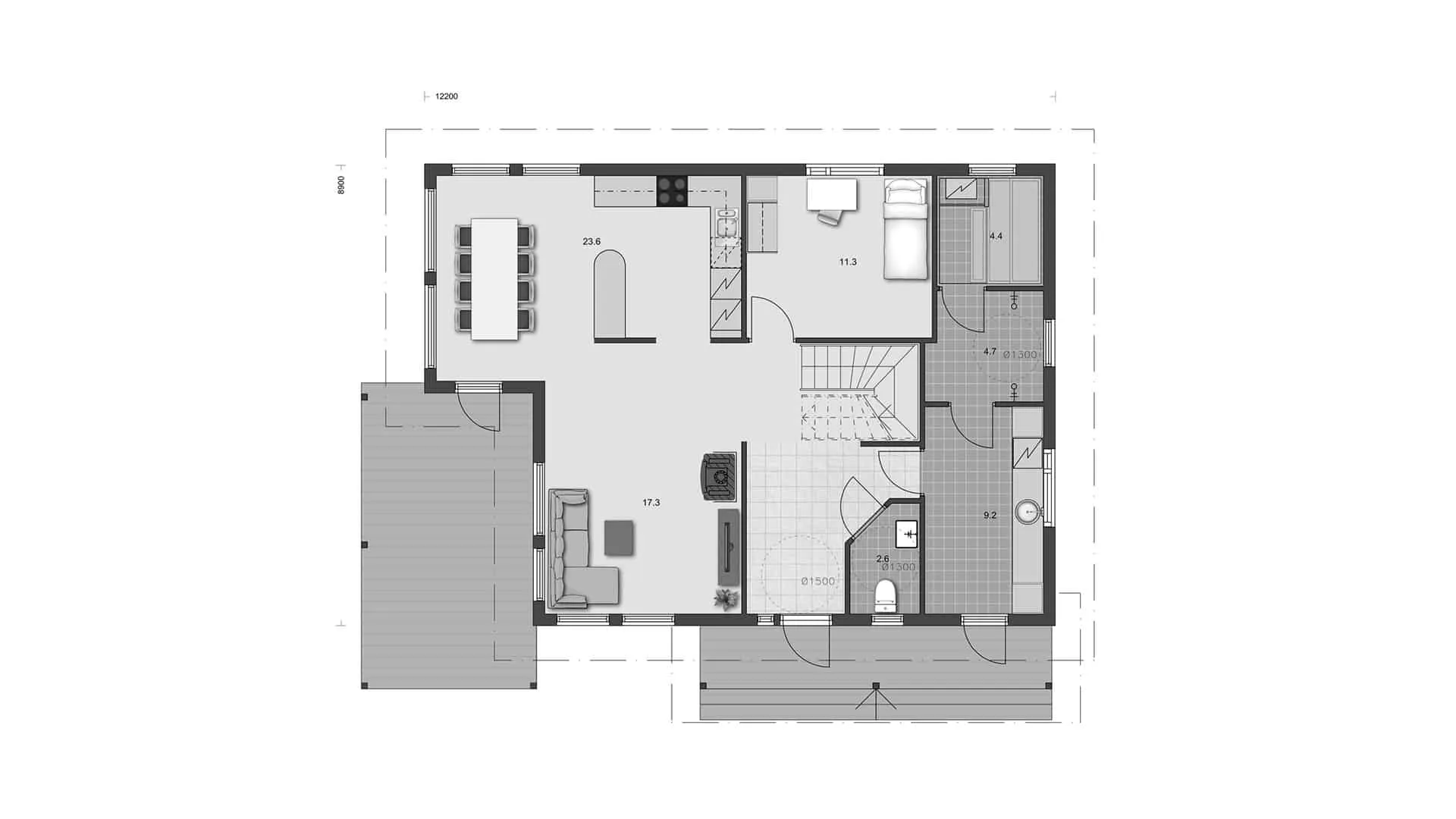 Timmerhus Harjula 168 planritning