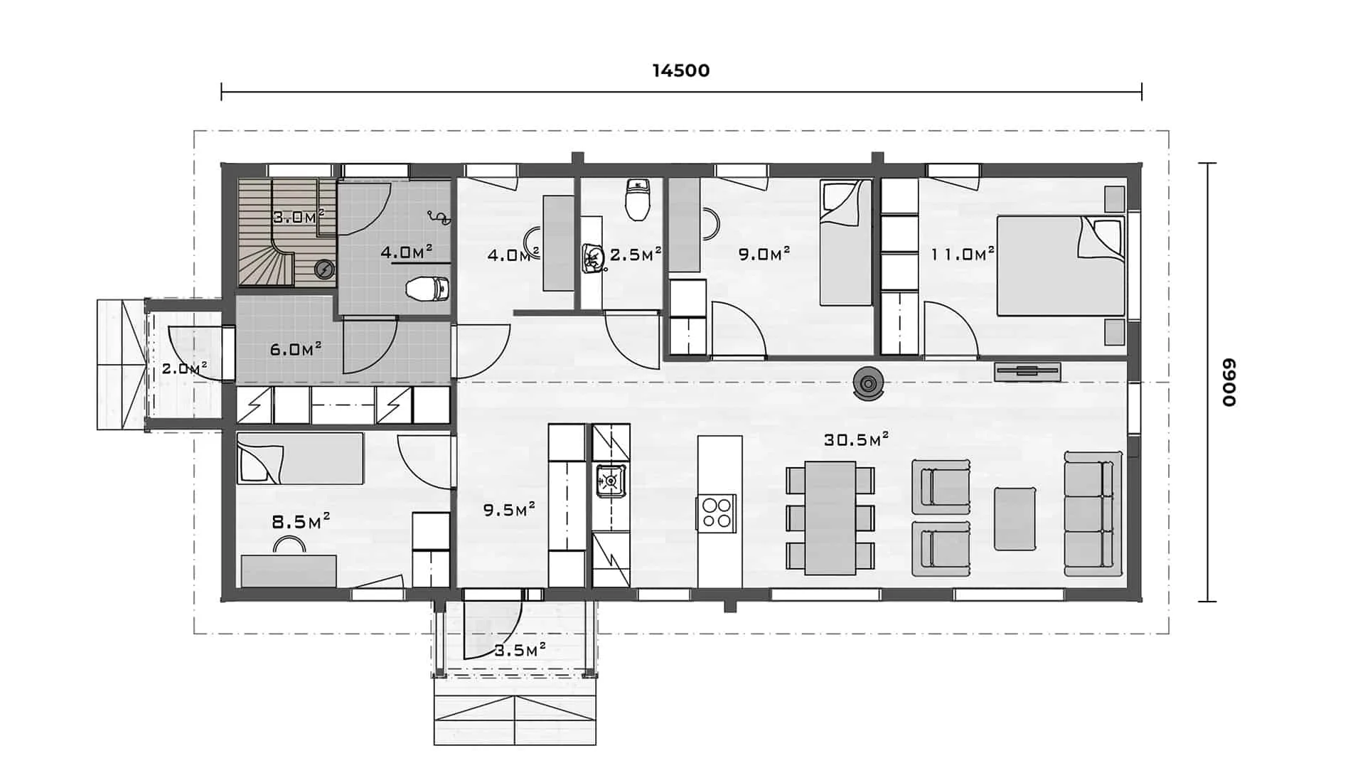 Timmerhus Hehku 100 planritning