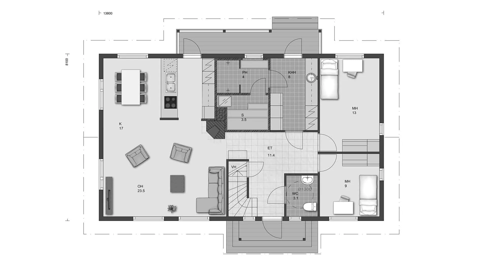 Timmerhus Herkkola 186 planritning