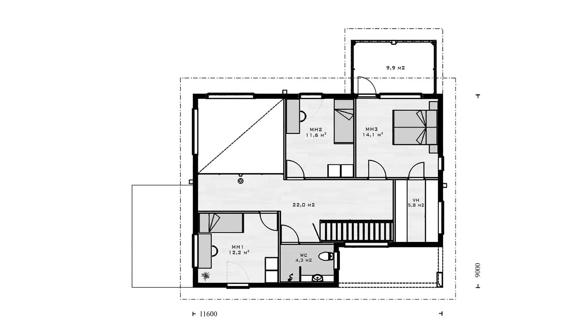 Timmerhus Hiisi 173 planritning