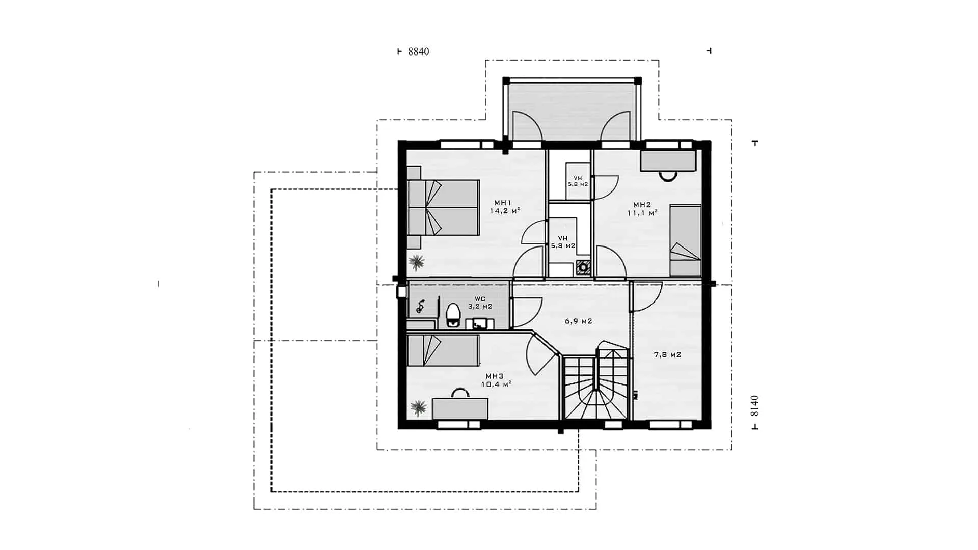 Timmerhus Hippu 154 planritning