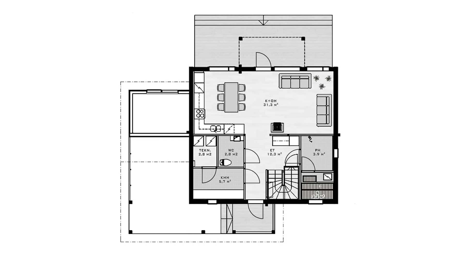 Timmerhus Hippu 154 planritning