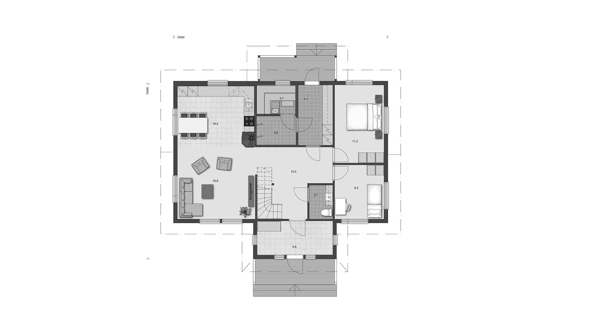 Timmerhus Huhtala 184 planritning