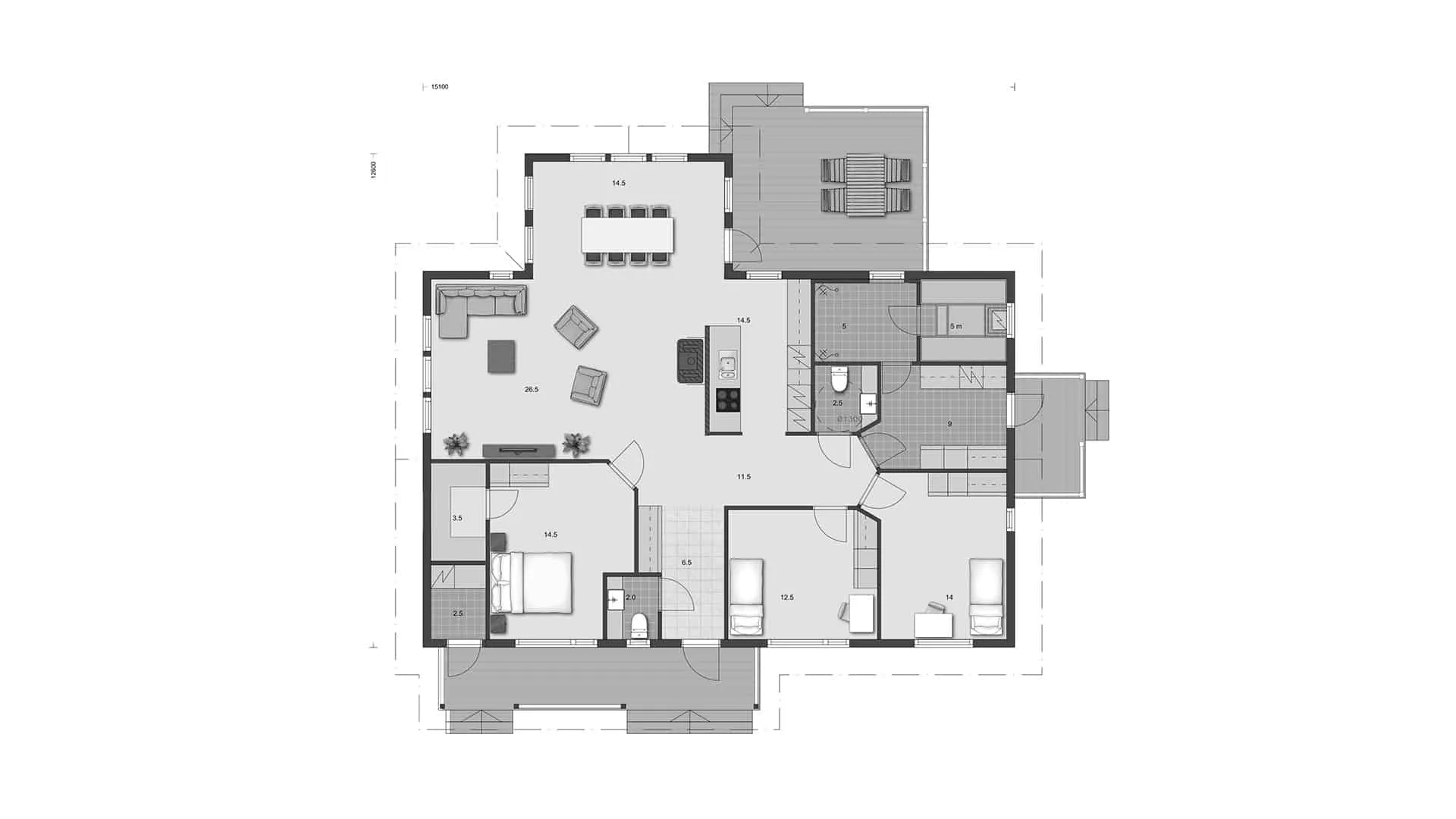Timmerhus Hyvölä 161 planritning