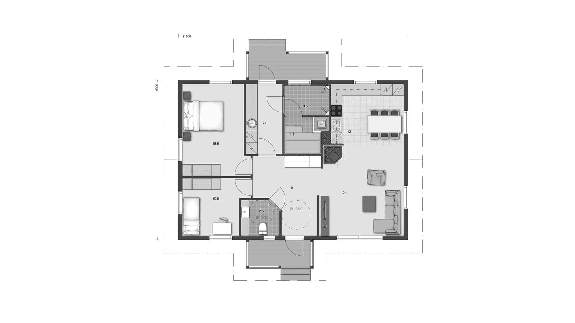 Timmerhus Kalela 99 planritning