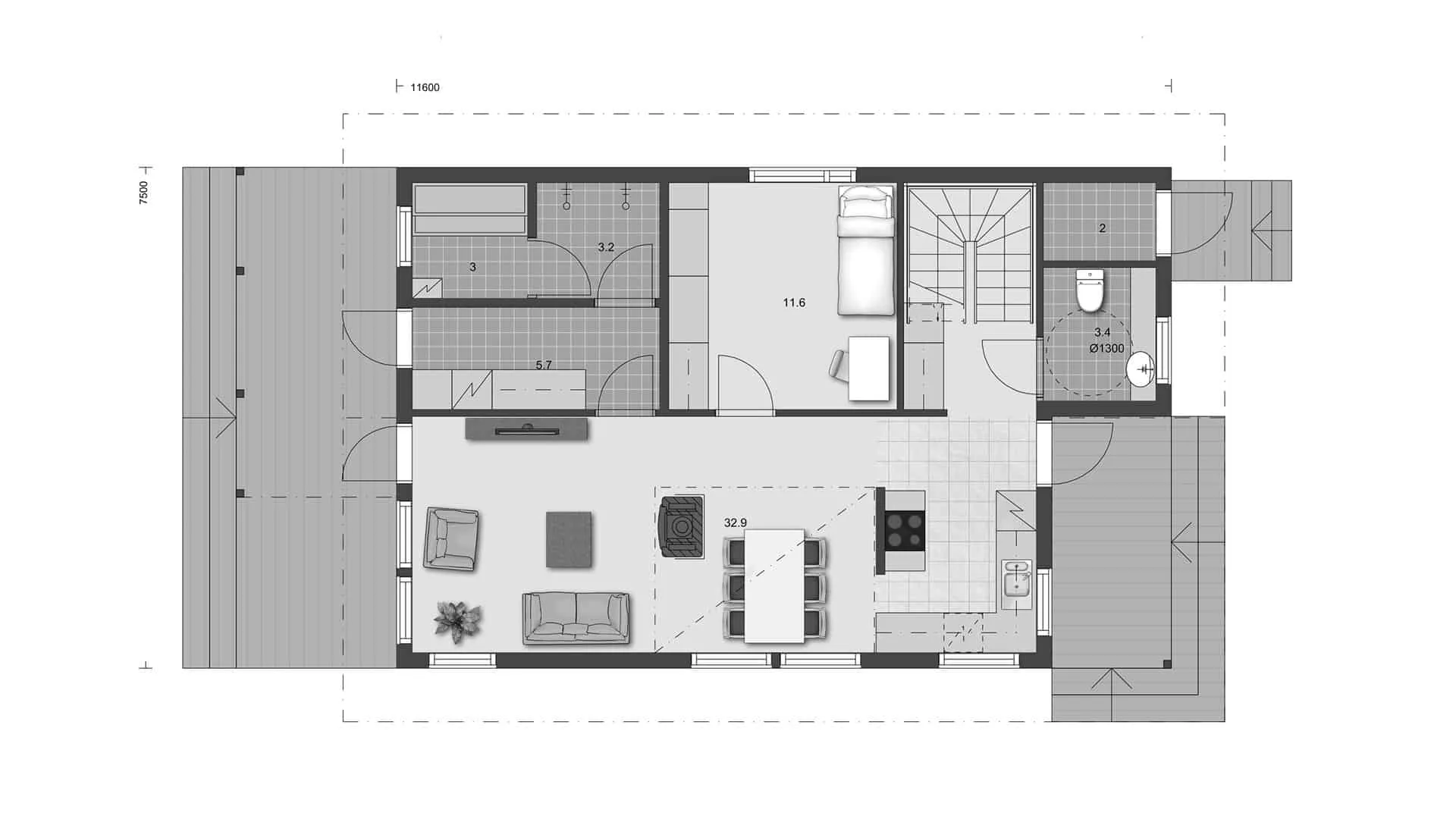 Timmerhus Kirjola 148 planritning
