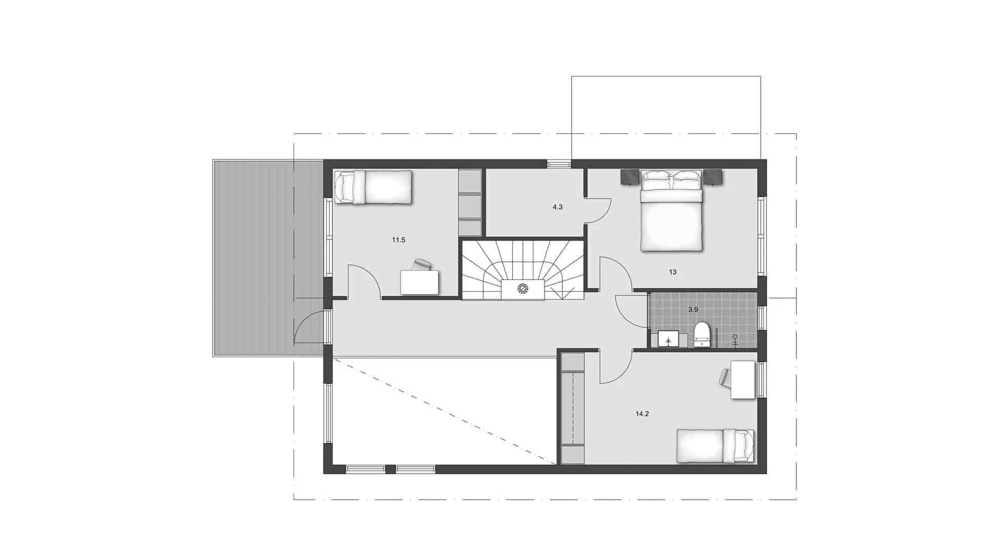 Timmerhus Koistila 160 planritning