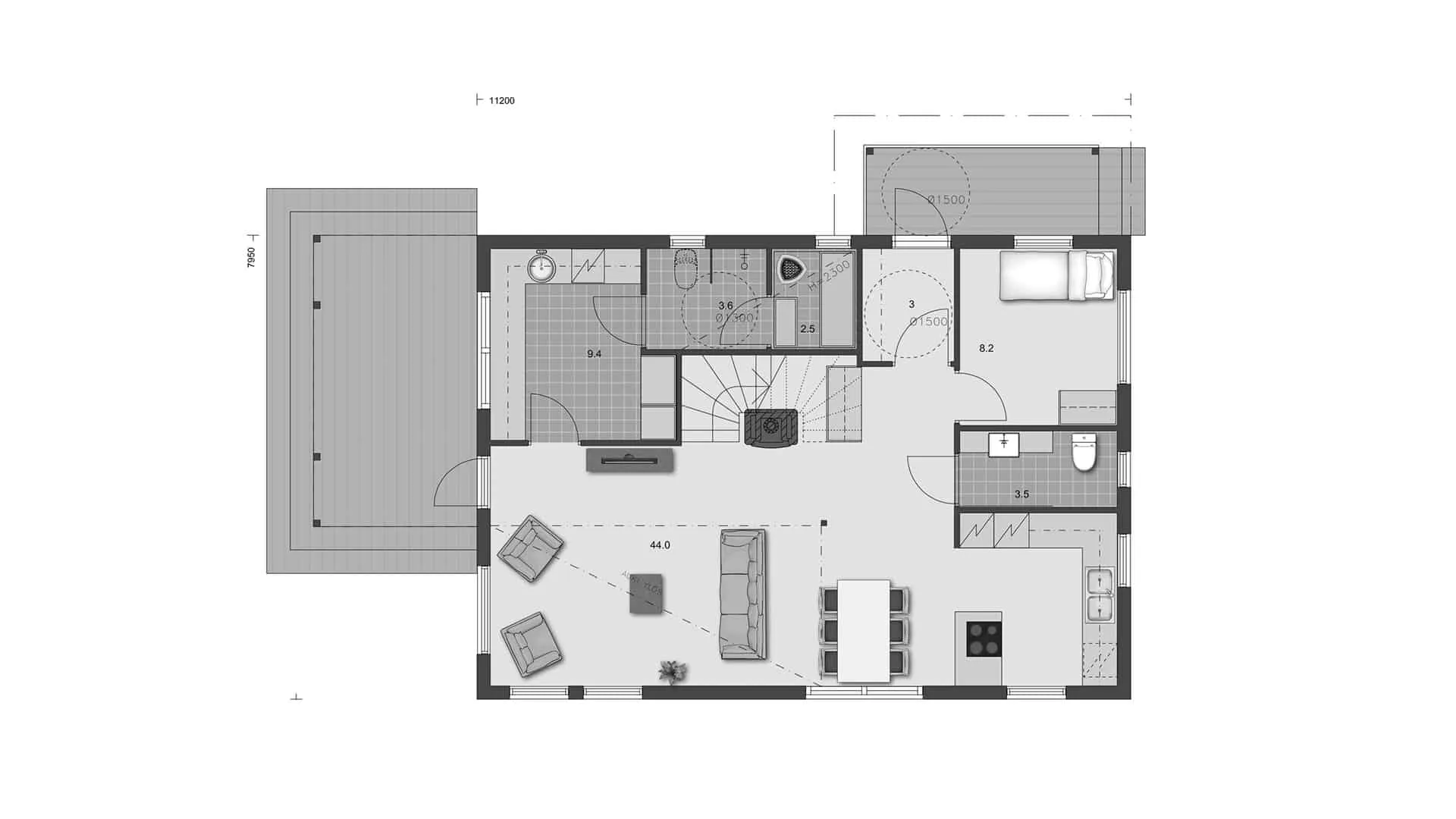 Timmerhus Koistila 160 planritning
