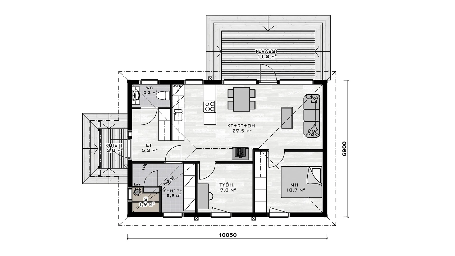 Timmerhus Kuura 70 planritning