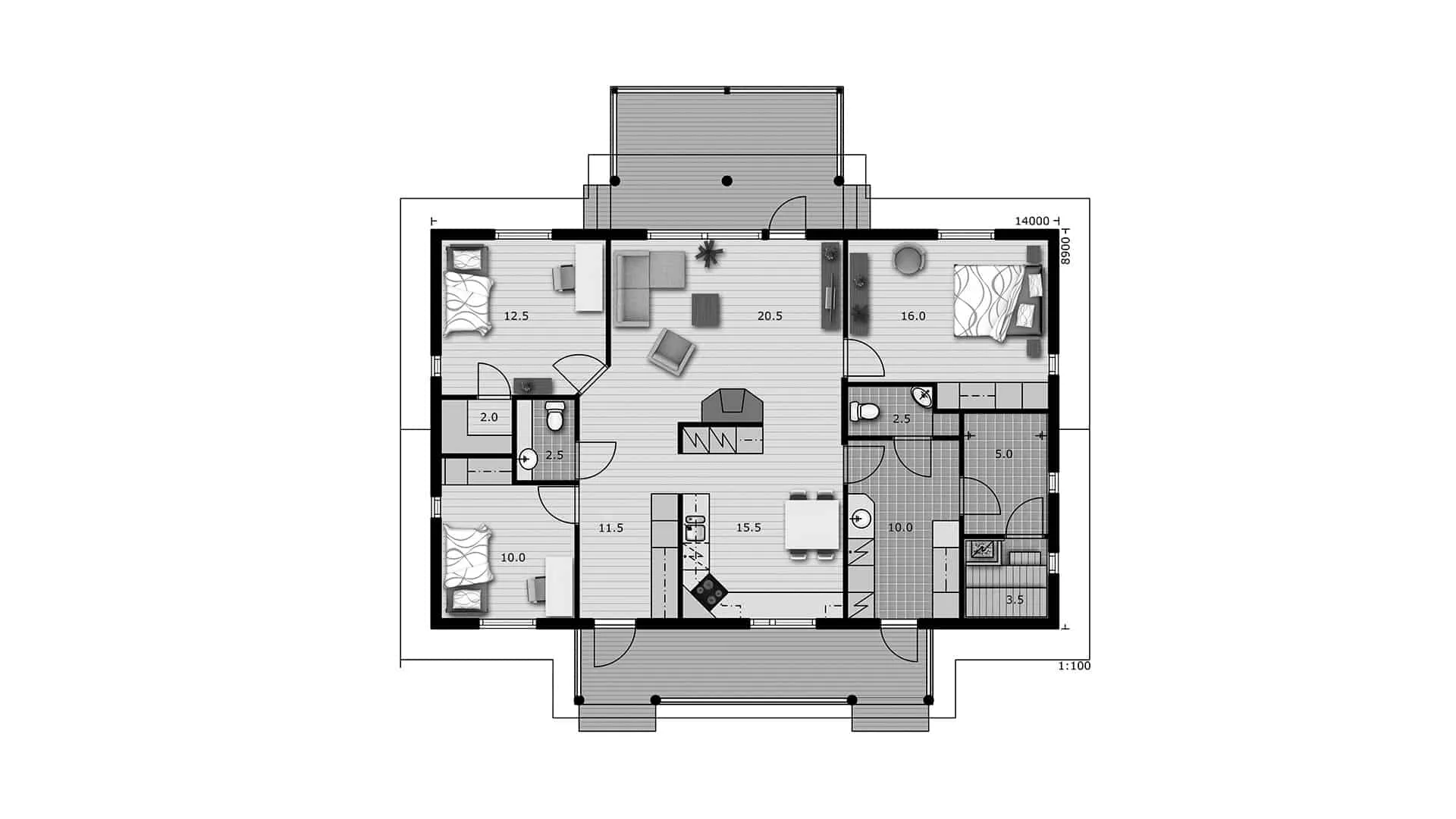 Timmerhus Lampila 125 planritning
