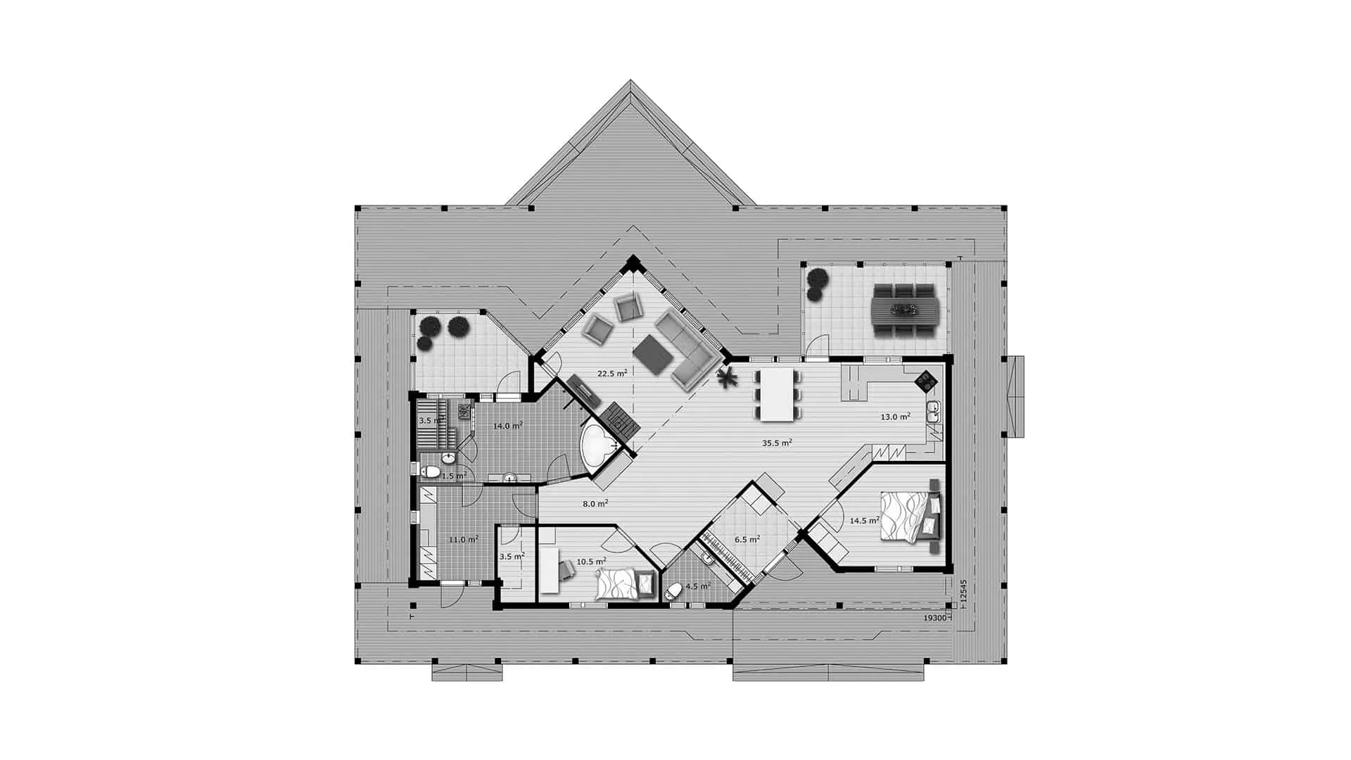 Timmerhus Merikarhu 162T planritning
