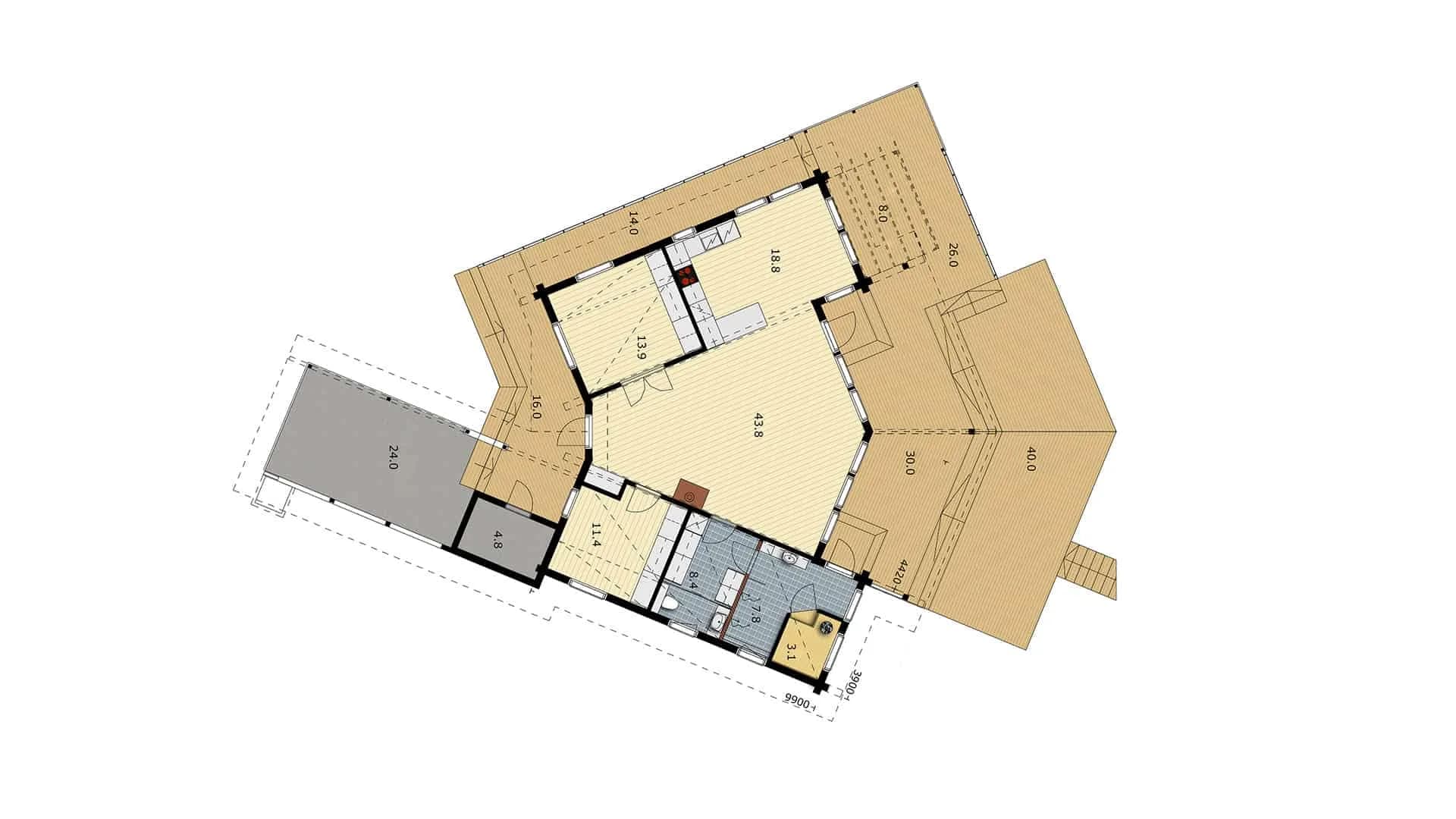 Timmerhus Nuuna 129T planritning