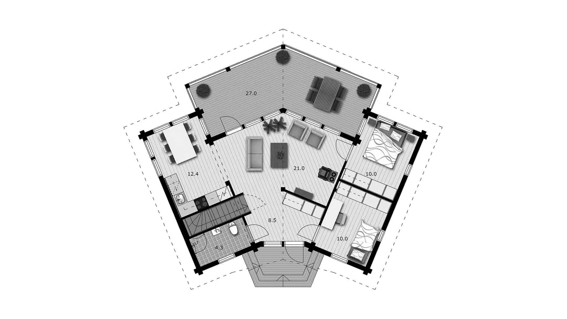 Timmerhus Nuuna 152 TR planritning