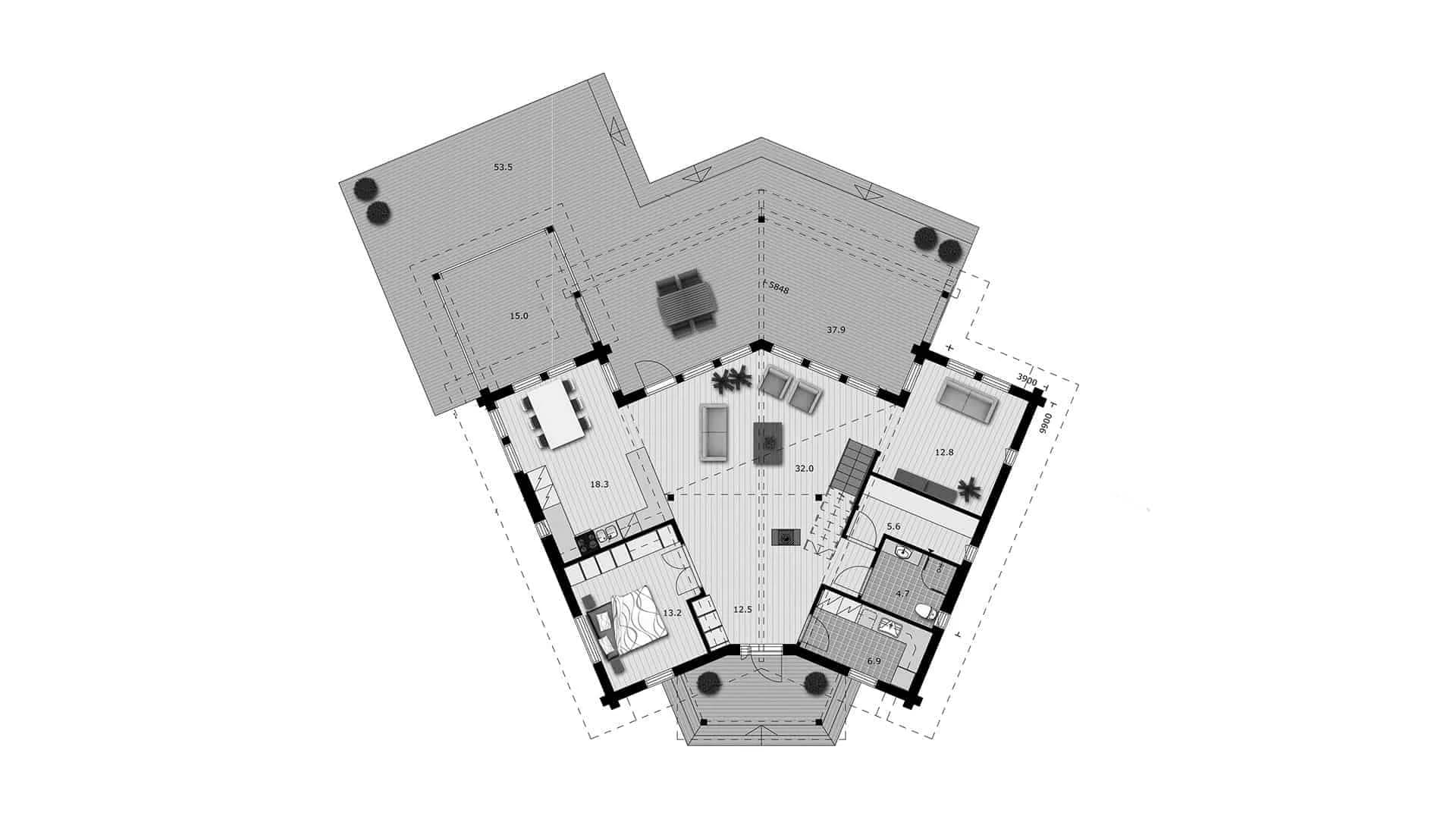 Timmerhus Nuuna 205T2 planritning