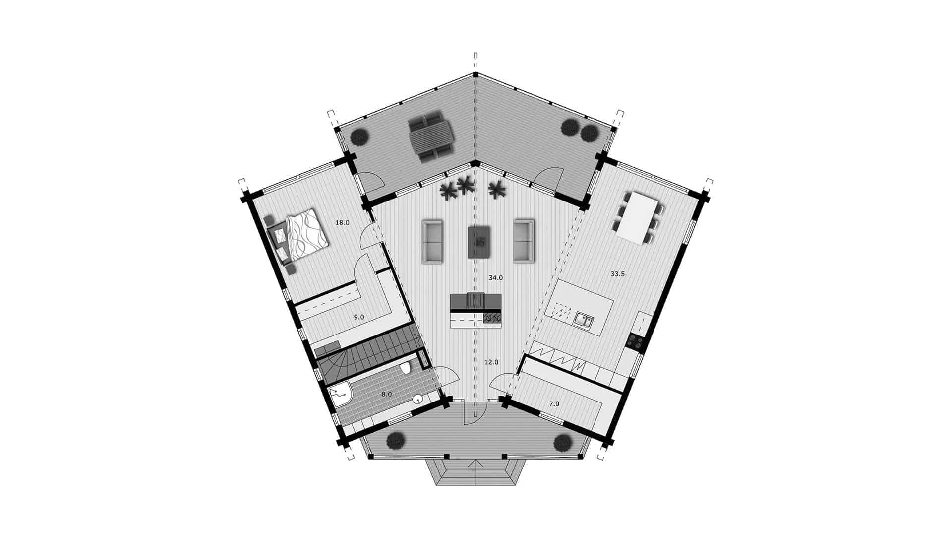 Timmerhus Nuuna 232TR planritning