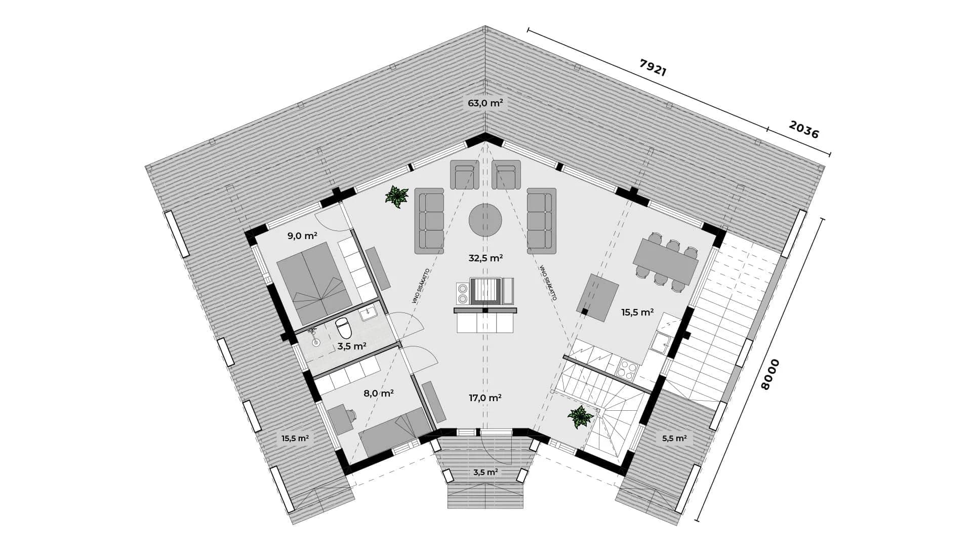 Timmerhus Nuuna M 190 planritning