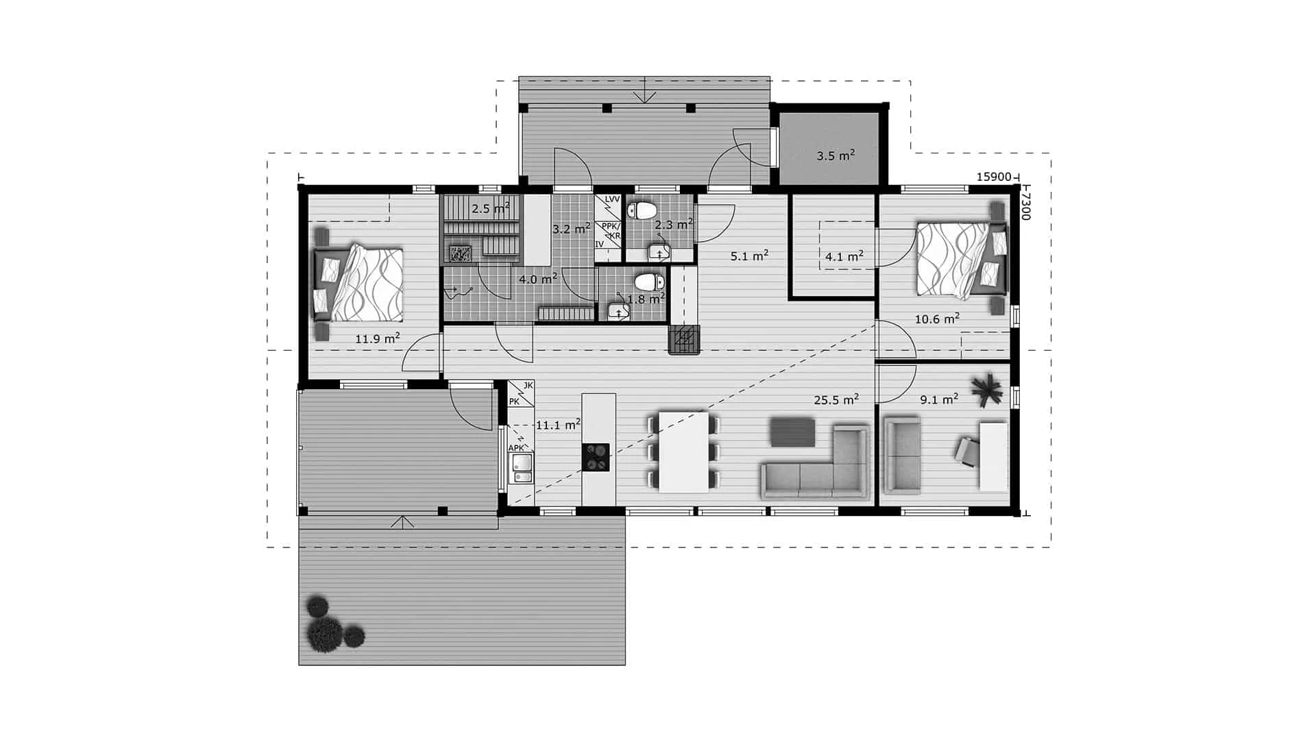 Timmerhus Oulanka 109T planritning
